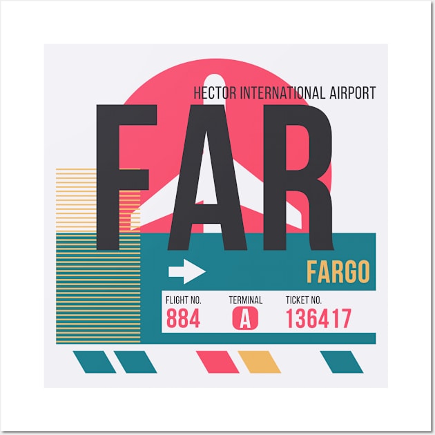 Fargo (FAR) Airport // Sunset Baggage Tag Wall Art by Now Boarding